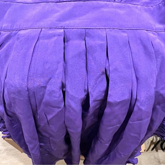 TIBI 100% Silk Purple Knee Length Racer Back Pleated Dress Size 6 - Picture 15 of 15